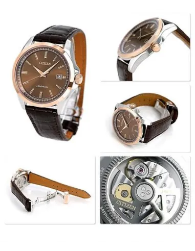 Citizen NB1045-16W JDM 41mm cristal de zafiro 100m WR correa piel cocodrilo
