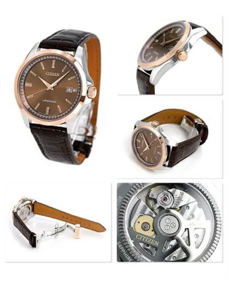 Citizen NB1045-16W JDM 41mm cristal de zafiro 100m WR correa piel cocodrilo