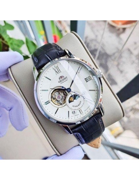 reloj automático hombre Orient Sun Moon RA-AS0011S Open Heart  42mm cristal de zafiro 50m WR