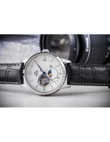 reloj automático hombre Orient Sun Moon RA-AS0011S Open Heart  42mm cristal de zafiro 50m WR