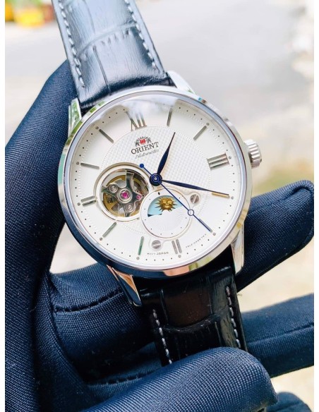 reloj automático hombre Orient Sun Moon RA-AS0011S Open Heart  42mm cristal de zafiro 50m WR