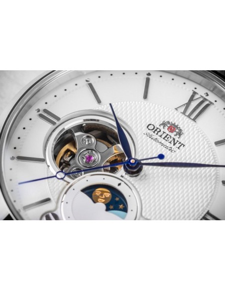 reloj automático hombre Orient Sun Moon RA-AS0011S Open Heart  42mm cristal de zafiro 50m WR