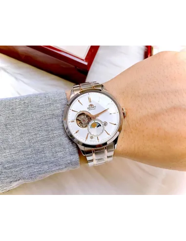 reloj automático hombre Orient Sun Moon RA-AS0101S Semi-Skeleton 42mm cristal de zafiro