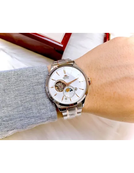 reloj automático hombre Orient Sun Moon RA-AS0101S Semi-Skeleton 42mm cristal de zafiro