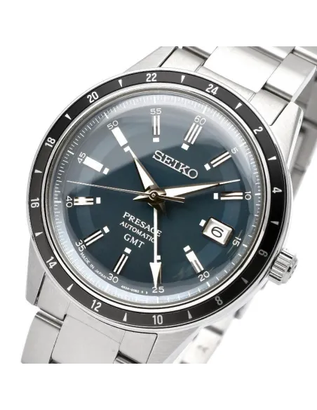 Seiko Presage GMT ssk009j1 Petrol Blue Road Trip Style 60’s 40.8mm