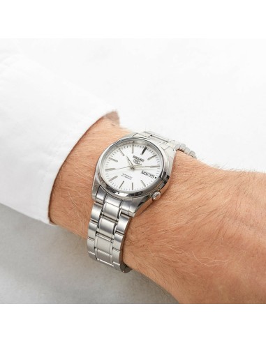 Reloj automático hombre Seiko 5 SNKL41K1 dial blanco plata 38mm correa acero