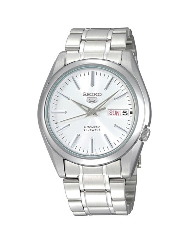 Reloj automático hombre Seiko 5 SNKL41K1 dial blanco plata 38mm correa acero