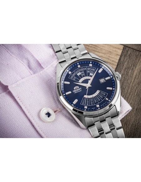 Orient Multi Year Calendar RA-BA0003L automatic men's watch blue dial 43.5mm stainless steel bracelet 50m water resist hand-hack