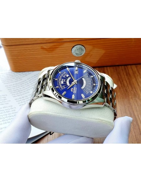 Orient Multi Year Calendar RA-BA0003L automatic men's watch blue dial 43.5mm stainless steel bracelet 50m water resist hand-hack