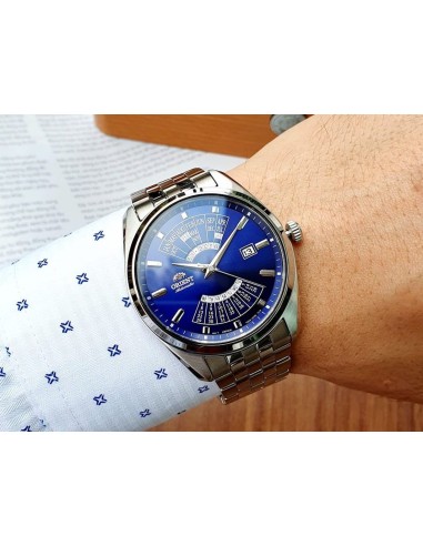 Orient Multi Year Calendar RA-BA0003L automatic men's watch blue dial 43.5mm stainless steel bracelet 50m water resist hand-hack