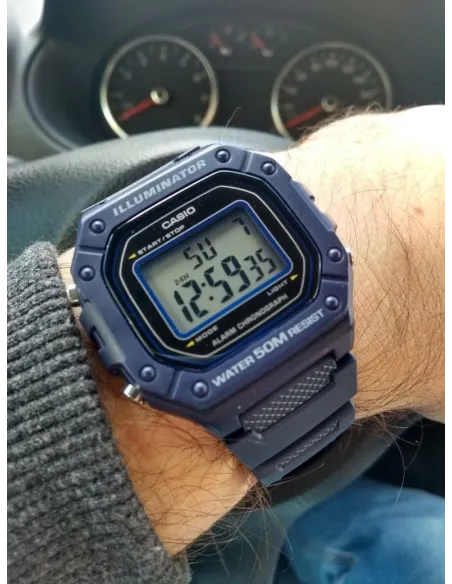 Reloj CASIO digital caballero W-218h-2av correa resina 50m water resist - alarma - luz