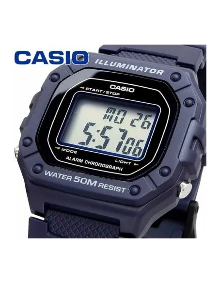Reloj CASIO digital caballero W-218h-2av correa resina 50m water resist - alarma - luz