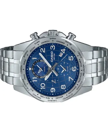 Casio MTP-W500D-2AV 43.9mm 50m WR World Time sport men’s watch stainless steel bracelet