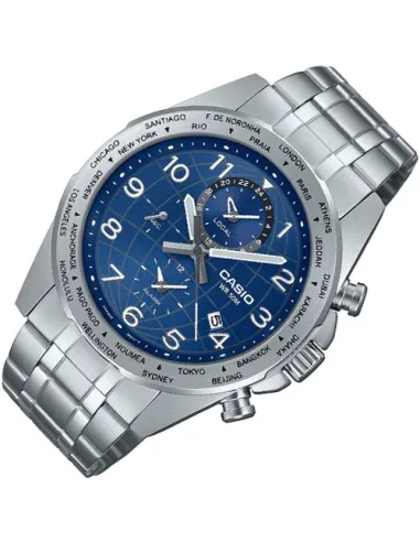 Casio MTP-W500D-2AV 43.9mm 50m WR World Time sport men’s watch stainless steel bracelet