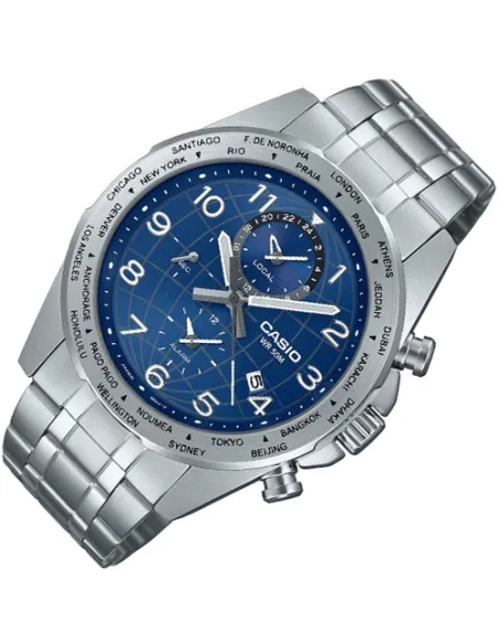 Casio MTP-W500D-2AV 43.9mm 50m WR World Time sport men’s watch stainless steel bracelet