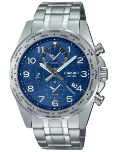 Casio MTP-W500D-2AV 43.9mm 50m WR World Time sport men’s watch stainless steel bracelet