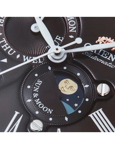 Reloj automático hombre Orient Sun & Moon RN-AK0002Y JDM 42.5mm 50m WR cristal de zafiro