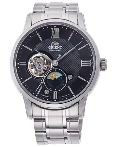 reloj automático hombre Orient Sun & Moon RA-AS0008B 42mm 50m WR cristal de zafiro correa de acero