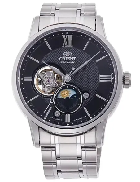 reloj automático hombre Orient Sun & Moon RA-AS0008B 42mm 50m WR cristal de zafiro correa de acero