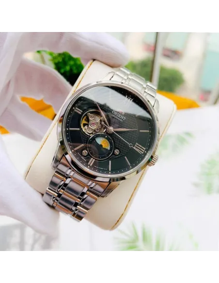reloj automático hombre Orient Sun & Moon RA-AS0008B 42mm 50m WR cristal de zafiro correa de acero