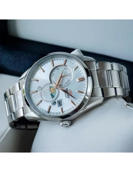 reloj automático hombre Orient Sun & Moon RA-AK0306S 41.5mm 50m WR cristal de zafiro correa de acero