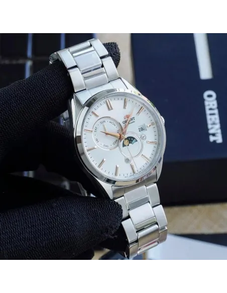 reloj automático hombre Orient Sun & Moon RA-AK0306S 41.5mm 50m WR cristal de zafiro correa de acero