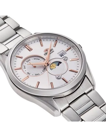 reloj automático hombre Orient Sun & Moon RA-AK0306S 41.5mm 50m WR cristal de zafiro correa de acero