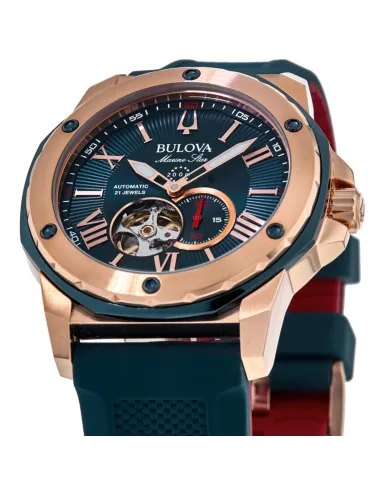 Reloj automático hombre Bulova Marine Star 98A227 44mm 200m WR correa de goma
