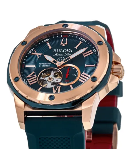 Reloj automático hombre Bulova Marine Star 98A227 44mm 200m WR correa de goma