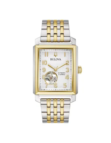 reloj automático hombre Bulova Sutton Open Heart 98A308 33mm 30m WR correa de acero