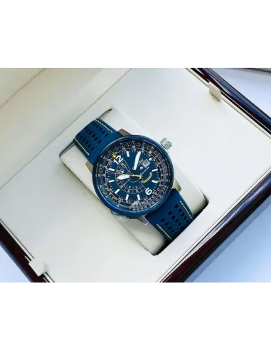 Reloj Aviador hombre Citizen Promaster Nighthawk Blue Angels BJ7007-02L dial azul 42mm correa de cuero 200m
