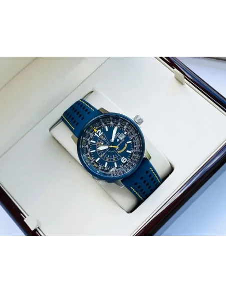 Reloj Aviador hombre Citizen Promaster Nighthawk Blue Angels BJ7007-02L dial azul 42mm correa de cuero 200m