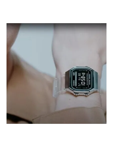 reloj unisex retro vintage digital Casio  A168XES-1B Transparente  alarma luz led