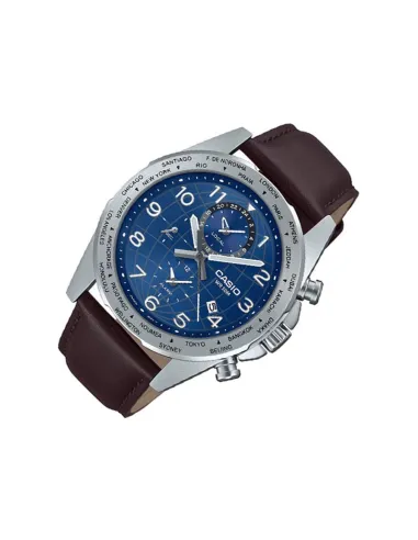 Casio MTP-W500L-2AV 43.9mm World Time 50m WR leather band Alarm Battery level indicator sport men’s watch