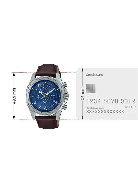 Casio MTP-W500L-2AV 43.9mm World Time 50m WR leather band Alarm Battery level indicator sport men’s watch