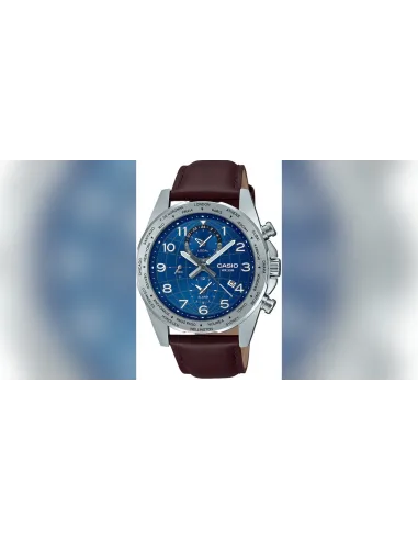 Casio MTP-W500L-2AV 43.9mm World Time 50m WR leather band Alarm Battery level indicator sport men’s watch