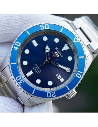 Reloj automático hombre Seiko 5 Sports SRPB89J1 Hecho en Japón 44mm 100m WR correa de acero