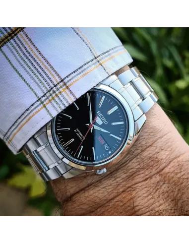Reloj automático hombre Seiko 5 Classic SNKL45J1 MADE IN JAPAN 37mm dial negro correa de acero