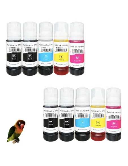 10 botellas tinta Compatibles Epson 104 Botella de Tinta (NEGROx4 + CIÁNx2 + MAGENTAx2 + AMARILLOx2)