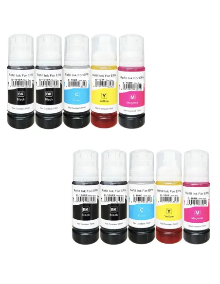 10 botellas tinta Compatibles Epson 104 Botella de Tinta (NEGROx4 + CIÁNx2 + MAGENTAx2 + AMARILLOx2)