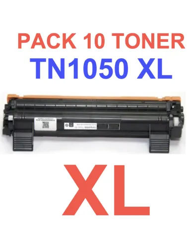 10 Toner Compatibles Brother TN1050 XL TN1050XL (Alta Capacidad Jumbo) Cartucho de Toner TN-1050  (doble capacidad)