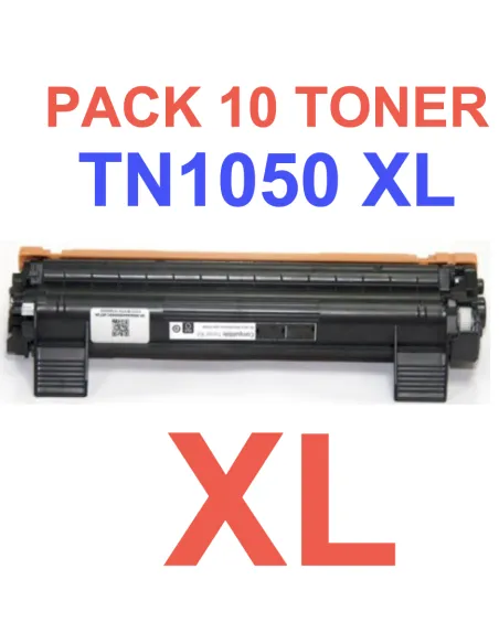 10 Toner Compatibles Brother TN1050 XL TN1050XL (Alta Capacidad Jumbo) Cartucho de Toner TN-1050  (doble capacidad)