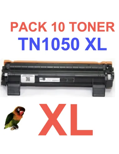 10 Toner Compatibles Brother TN1050 XL TN1050XL (Alta Capacidad Jumbo) Cartucho de Toner TN-1050  (doble capacidad)