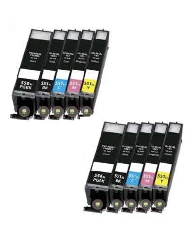 10 tintas compatibles para Canon PGI-550XL / CLI-551XL para PIXMA IP7250 IP8750 MX925 MG5650 IX6850 MX725 MG5550 MG6350 MG6450 M