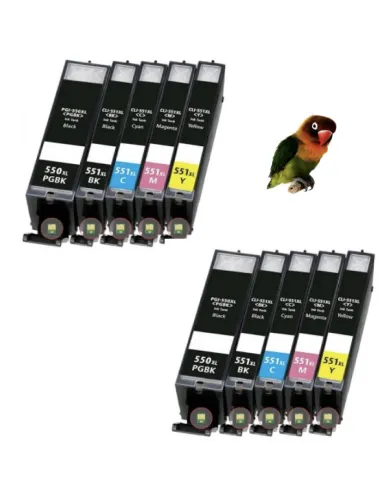 10 tintas compatibles para Canon PGI-550XL / CLI-551XL para PIXMA IP7250 IP8750 MX925 MG5650 IX6850 MX725 MG5550 MG6350 MG6450 M