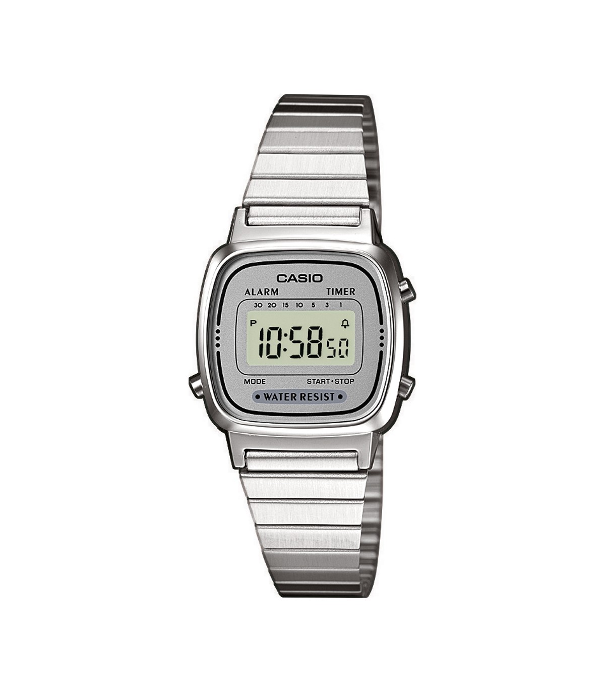 Reloj digital clásico mujer Casio LA670WA-7 plateado resistente al agua
