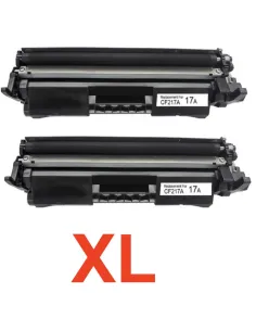 2 toner Compatibles HP CF217A XL / 17A XL Cartucho de Toner Alta Capacidad / Jumbo HP 17A 2