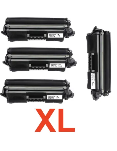 4 toner Compatibles HP CF217A XL / 17A XL Cartucho de Toner Alta Capacidad / Jumbo HP 17A