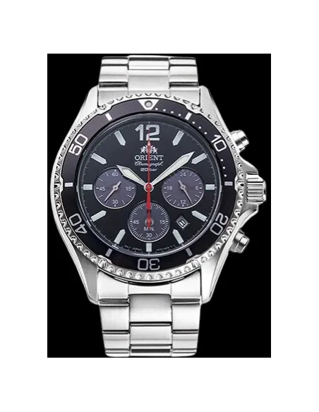 Solar Orient RA-TX0202B 42.8mm Sports Chronograph 200m WR cristal de zafiro