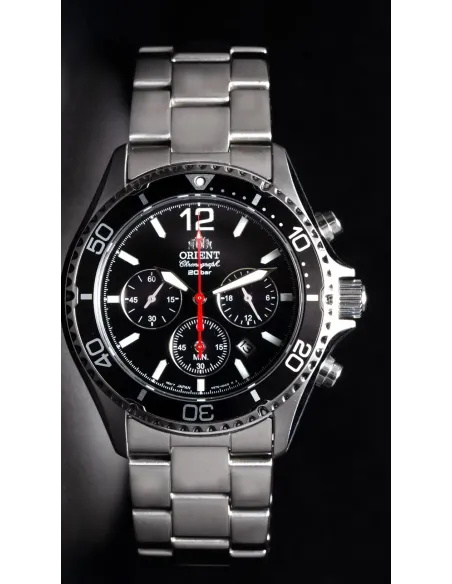 Solar Orient RA-TX0202B 42.8mm Sports Chronograph 200m WR cristal de zafiro